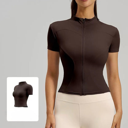 Pekanbaru Lusi Top Sport Wanita Slim Fit Zipper Gym Yoga Compression Baju Olahraga Cewek Premium