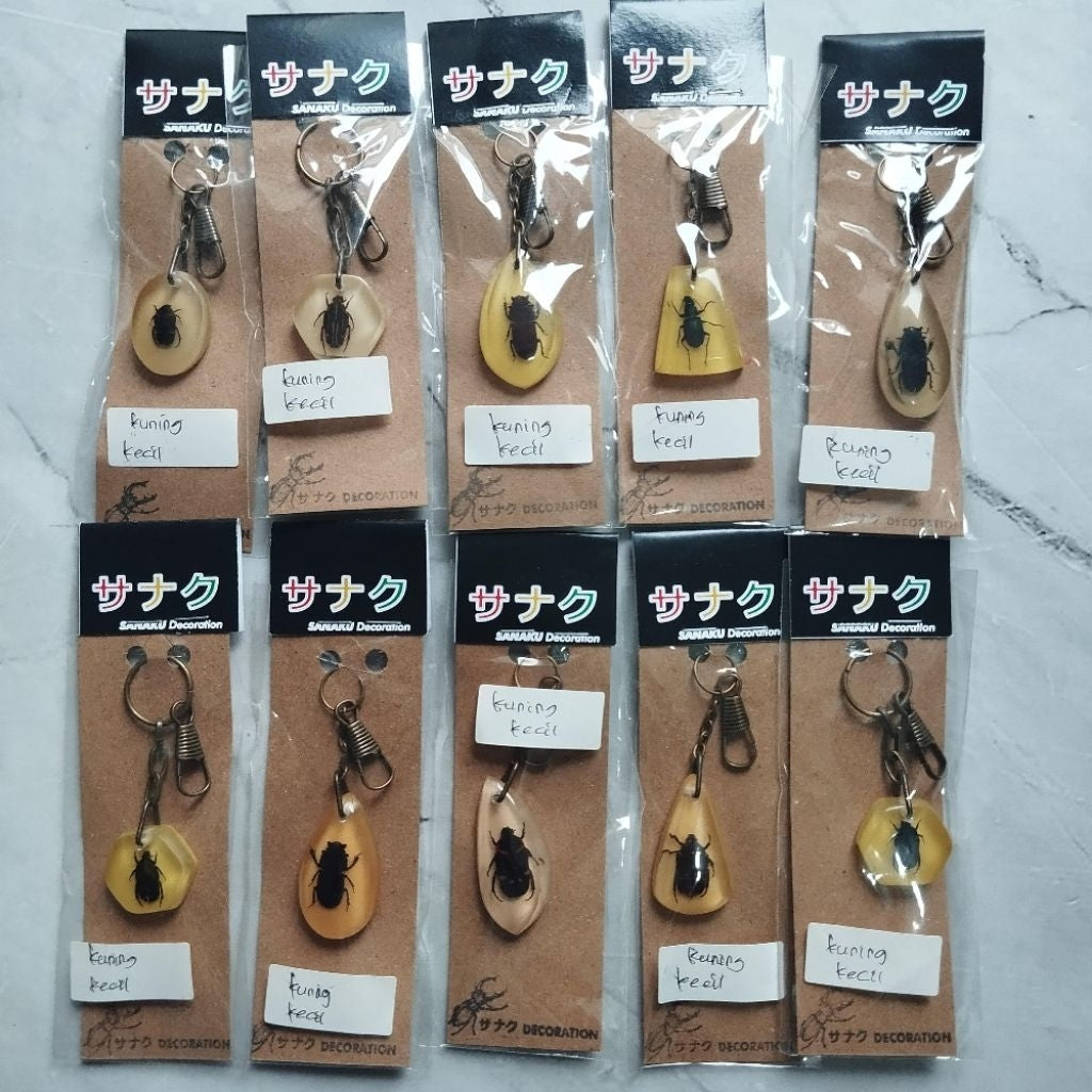 Gantungan Kunci Serangga Indonesia Resin Homemade / Souvenir Gantungan Kunci Rumah/Kantor (kemas plastik )
