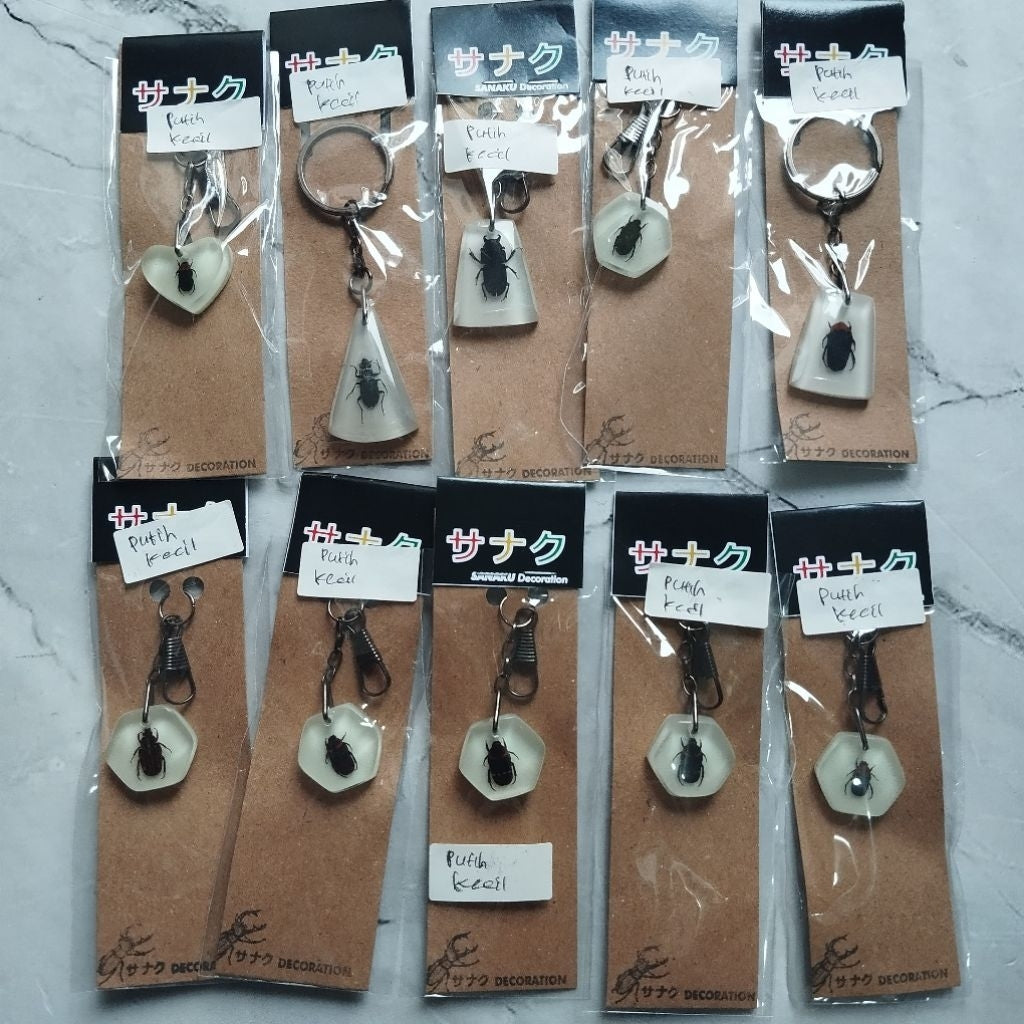Gantungan Kunci Serangga Indonesia Resin Homemade / Souvenir Gantungan Kunci Rumah/Kantor (kemas plastik )