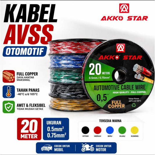 Pekanbaru Kabel Automotive / Kabel Audio / Kabel Bintik 0.5 Dan 0.75 Tembaga Murni 20M