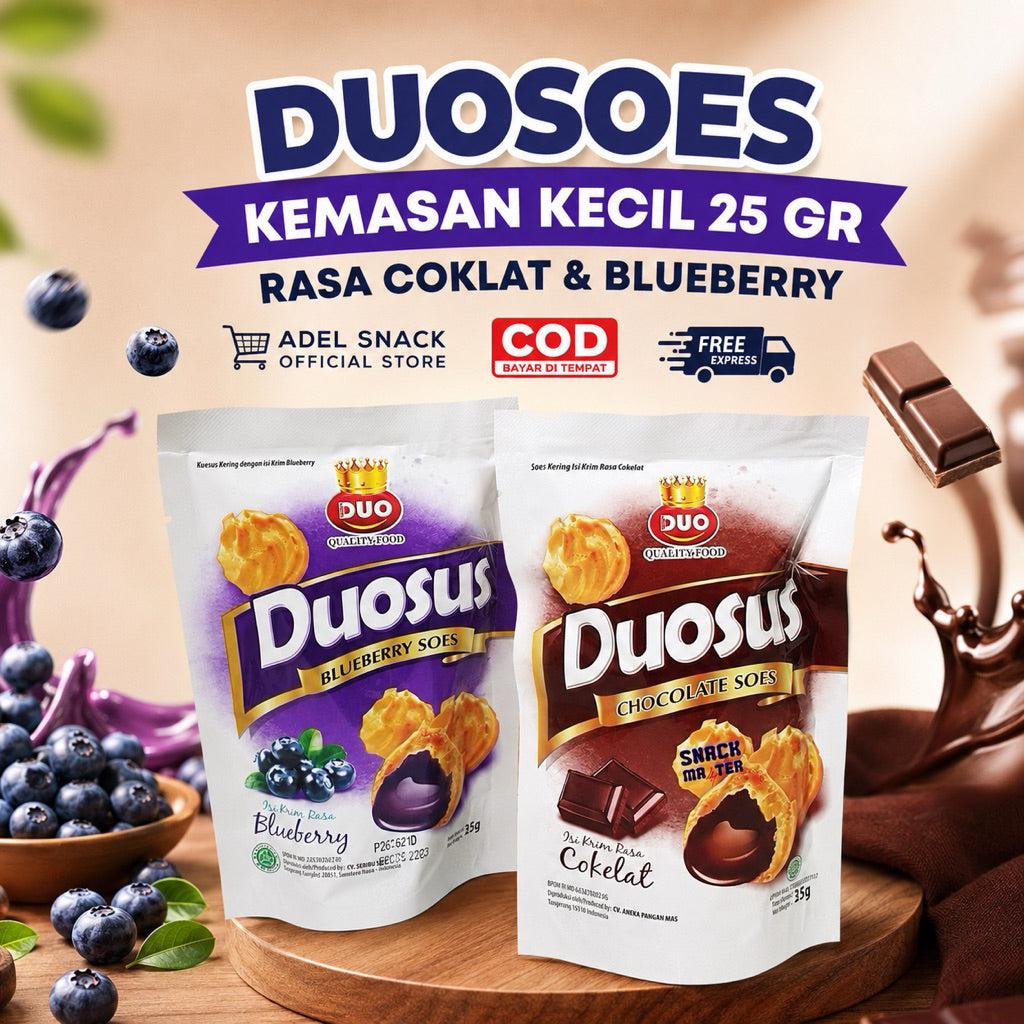DUOSUS COKLAT 25GR / DUOSUS BLUEBERRY | SOES KERING / SUS COKLAT