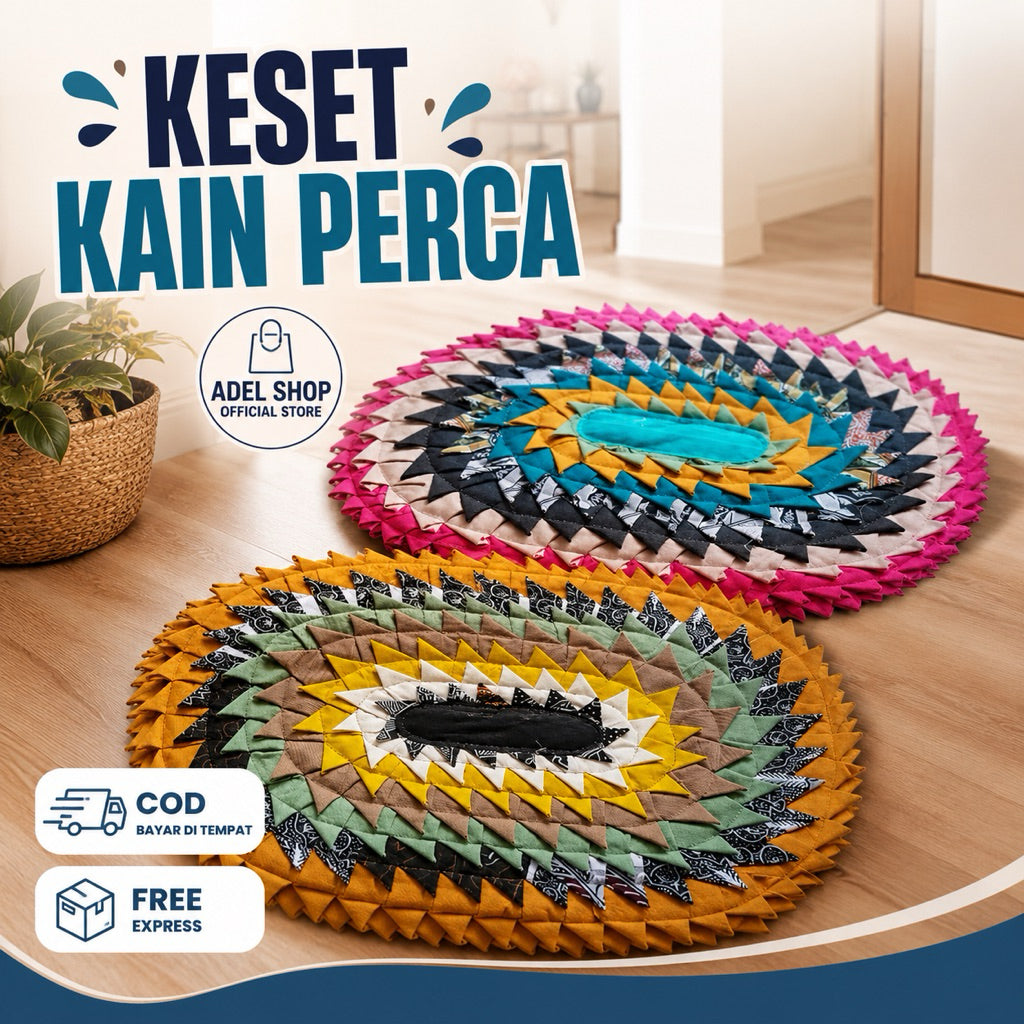 (keset perca) Keset kaki kain perca Anyam 35x50 cm anti slip Keset Kain