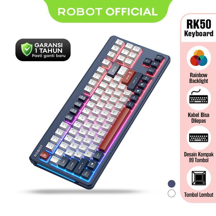 Pekanbaru Robot Keyboard Wired Rk50 Computer Rainbow Backlight Tombol Lembut Wired Keyboard Original - Garansi 1 Tahun