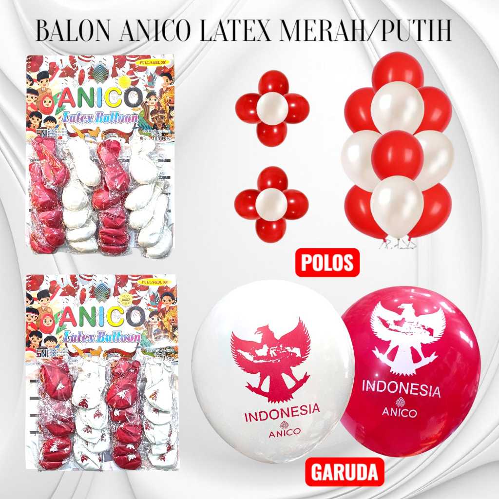 Pekanbaru Balon Anico Latex Merah Putih Polos-Garuda