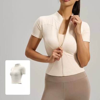 Pekanbaru Lusi Top Sport Wanita Slim Fit Zipper Gym Yoga Compression Baju Olahraga Cewek Premium