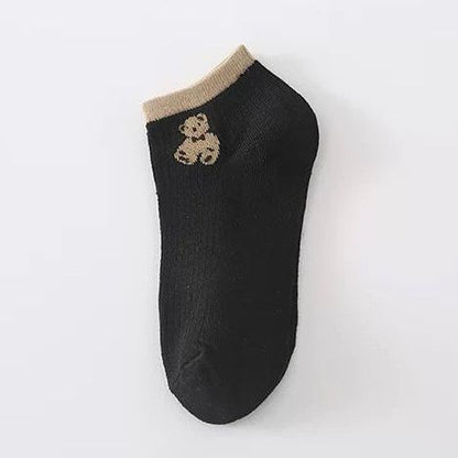 [littlecrab] Kaos Kaki Bear Chocolate Cute Women Socks Import Kaos Kaki Berkualitas Square  White Kaos Kaki Beruang Korean Style
