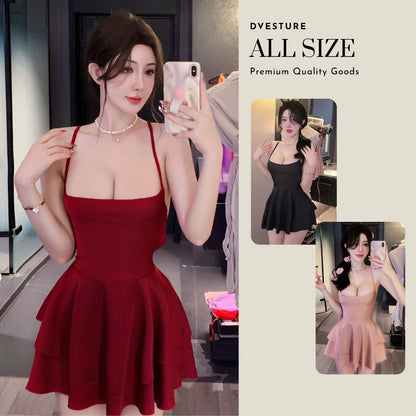 Pekanbaru Lingerie Dress Set D-172 Dengan Tali Bahu, Gaya Murni Wanita, Seragam Bertali