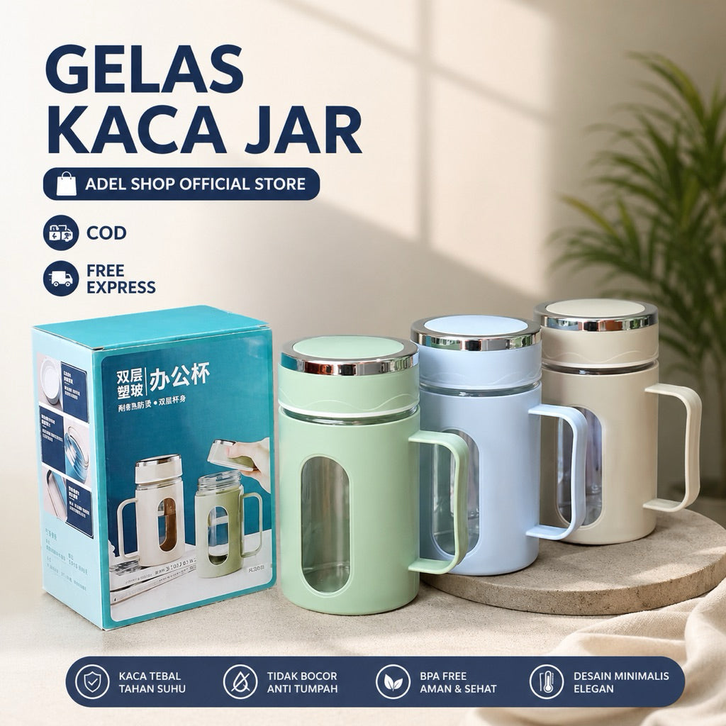 (WARNA SOFT) GELAS GAGANG  500ml GELAS SHEL SOFT NON BOX