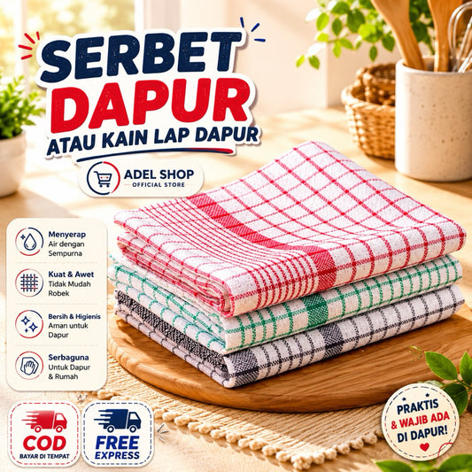 Pekanbaru (Satuan) Serbet Dapur Satuan Murah/ Kain Lap Dapur Tangan Murah Harga 1 pcs
