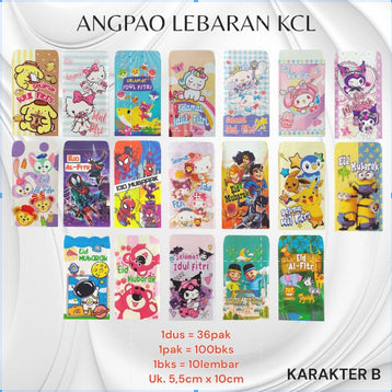 Pekanbaru Amplop Idul Fitri / Amplop Hari Raya / Angpao Lebaran Kecil Premium Unik Kartun Muslim Lucu (Isi 20-30 Bungkus)