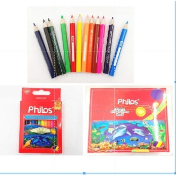Pekanbaru Pensil Warna Kayu Classic 12 Warna Pendek Philos Ph-5858