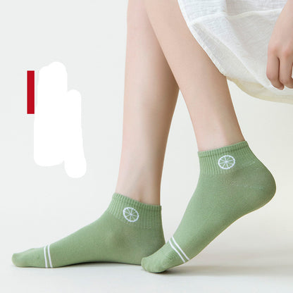 [littlecrab] Kaos Kaki Hijau Lime Green White Women Socks Import Kaos Kaki Unik Lucu Berkualitas