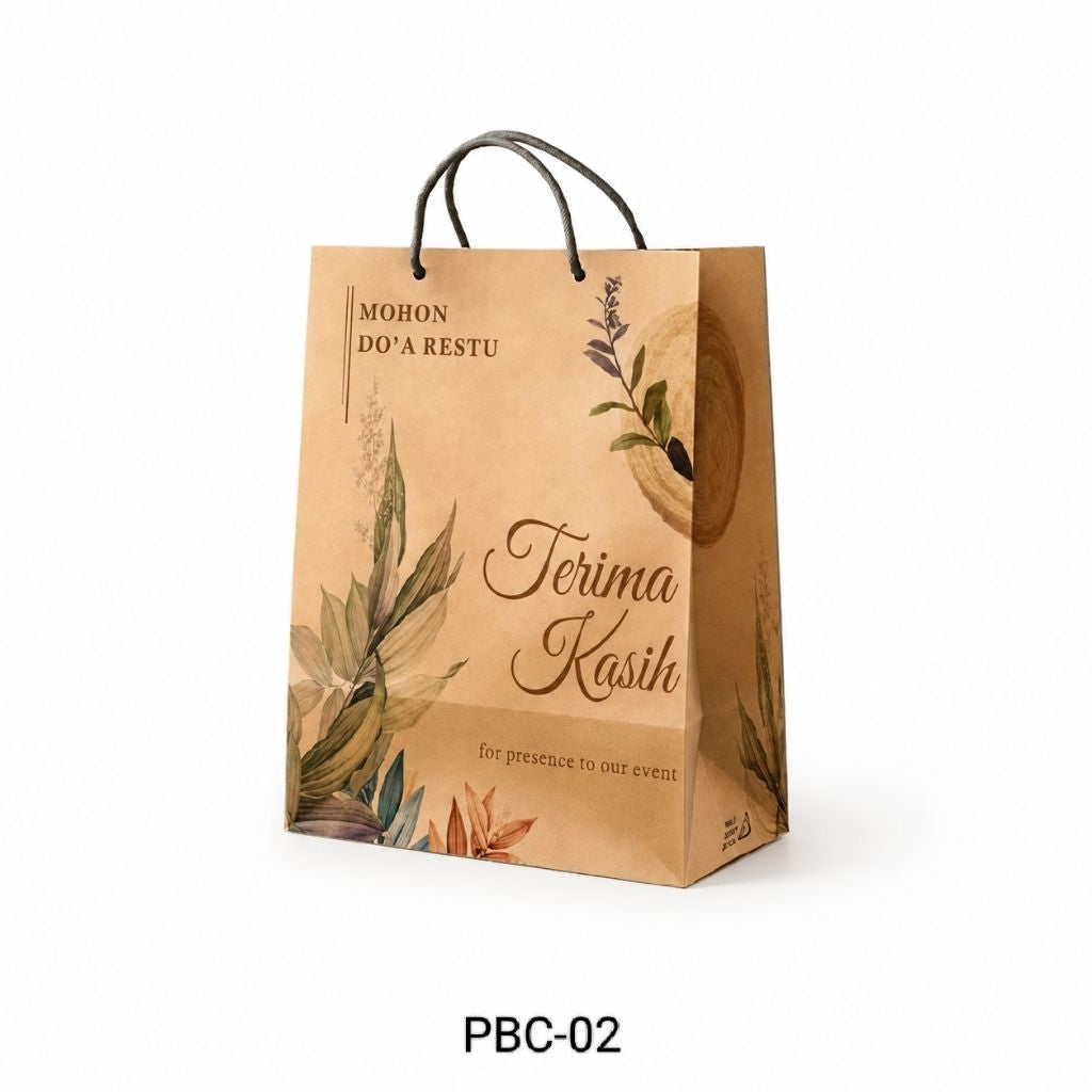 (1pcs) Paper Bag Motif Terima Kasih Paperbag Thank You Tas Kado Souvernir Acara Pernikahan Wedding Ulang Tahun Ukuran 20x25x10 cm
