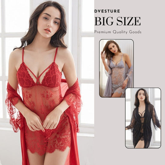 Pekanbaru Lingerie Kimono Dress Set D-137 Baju Tidur Dinas Wanita Dewasa