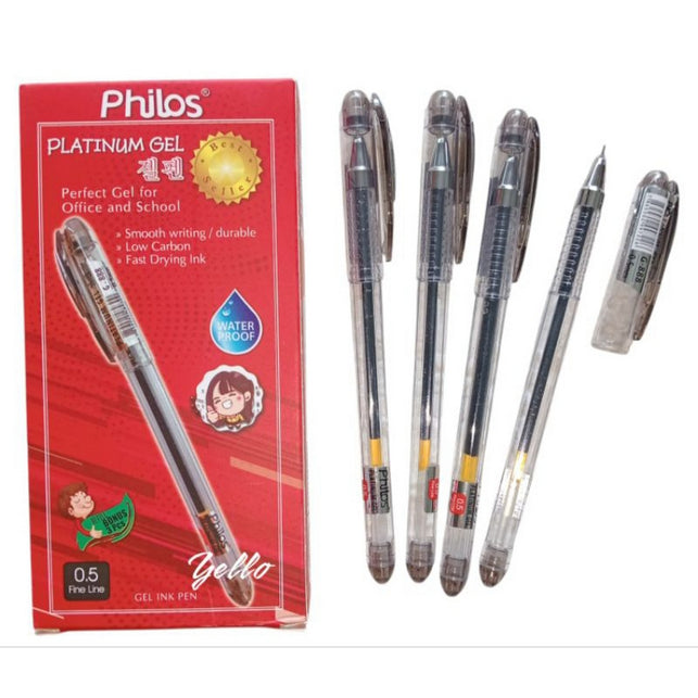 Pekanbaru Pena Gel Philos Platinum Gel 0.5Mm (Hitam,Merah,Biru)