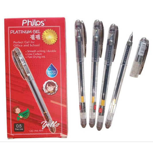 Pekanbaru Pena Gel Philos Platinum Gel 0.5Mm (Hitam,Merah,Biru)