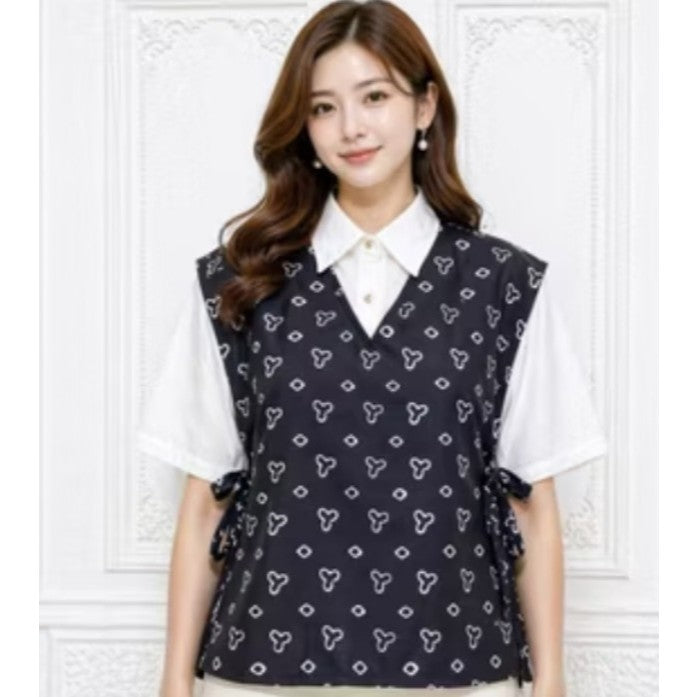 Rompi Wanita Modern Tali Samping Vest Batik Leher V