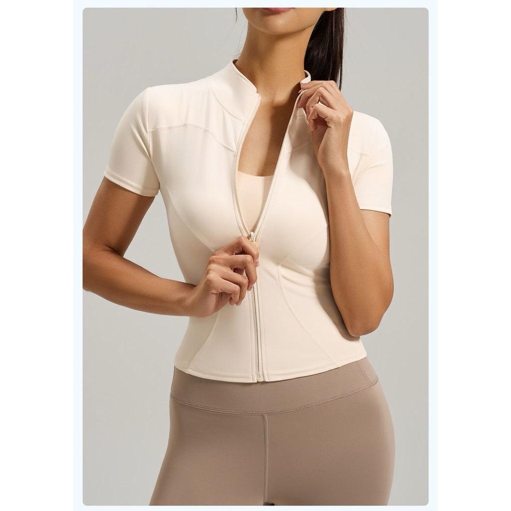 Pekanbaru Lusi Top Sport Wanita Slim Fit Zipper Gym Yoga Compression Baju Olahraga Cewek Premium