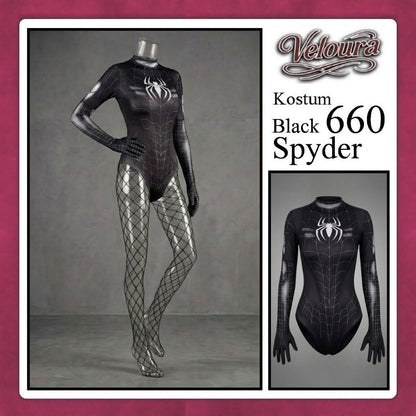 Pekalongan Veloura Sexy Lingerie Pakaian Kostum Cosplay Tema Black Lady Spyder Girl - 660