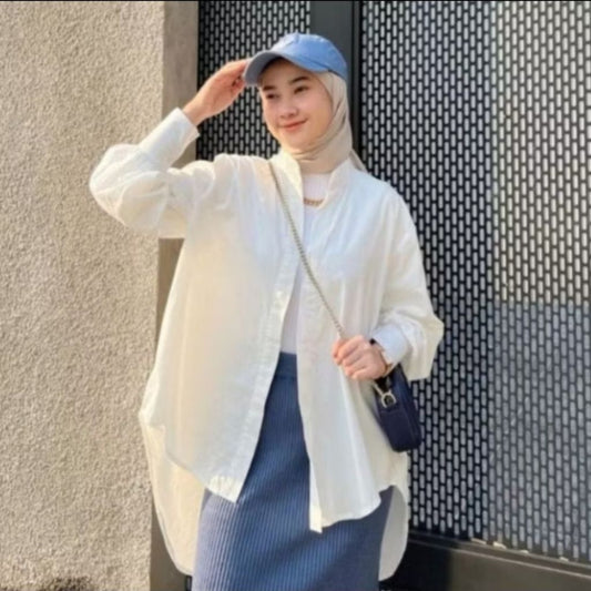 Pekanbaru Olivia Shirt | Kemeja Wanita Katun Semi Linen Oversize - Baju Atasan Wanita Terbaru