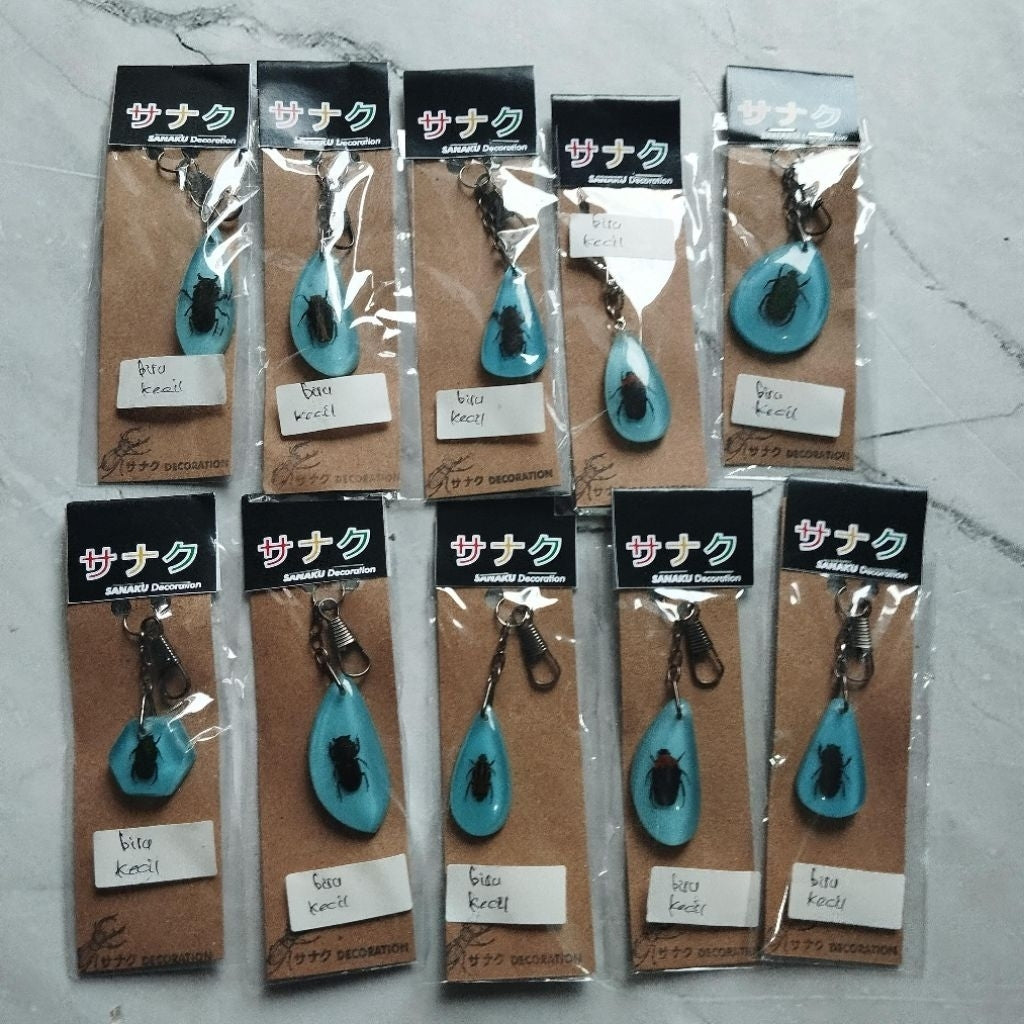 Gantungan Kunci Serangga Indonesia Resin Homemade / Souvenir Gantungan Kunci Rumah/Kantor (kemas plastik )