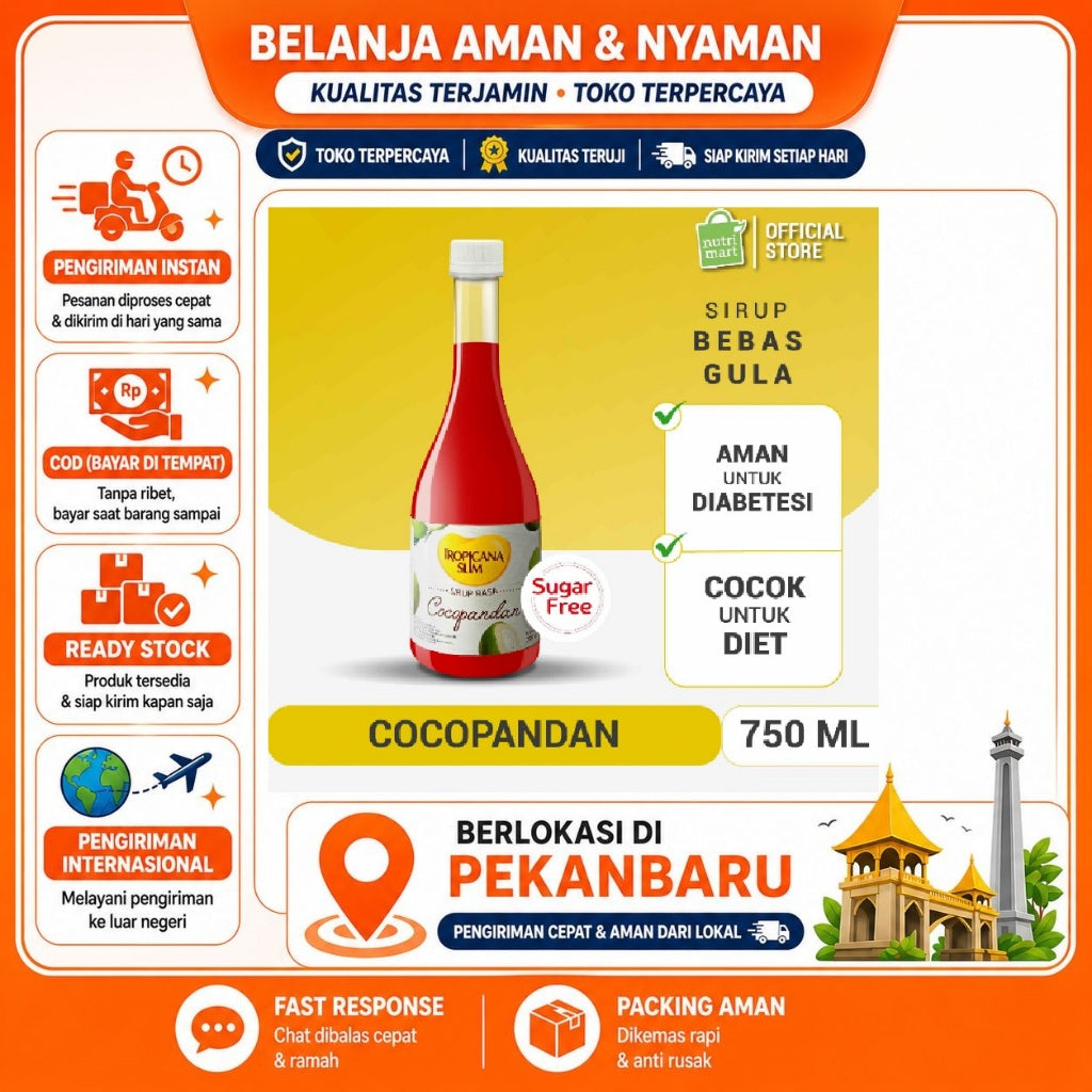 [SDW] pekanbaru/750ml Tropicana Slim Sirup Cocopandan Syrup Bebas Gula Rasa Segar Cocok Untuk Diet