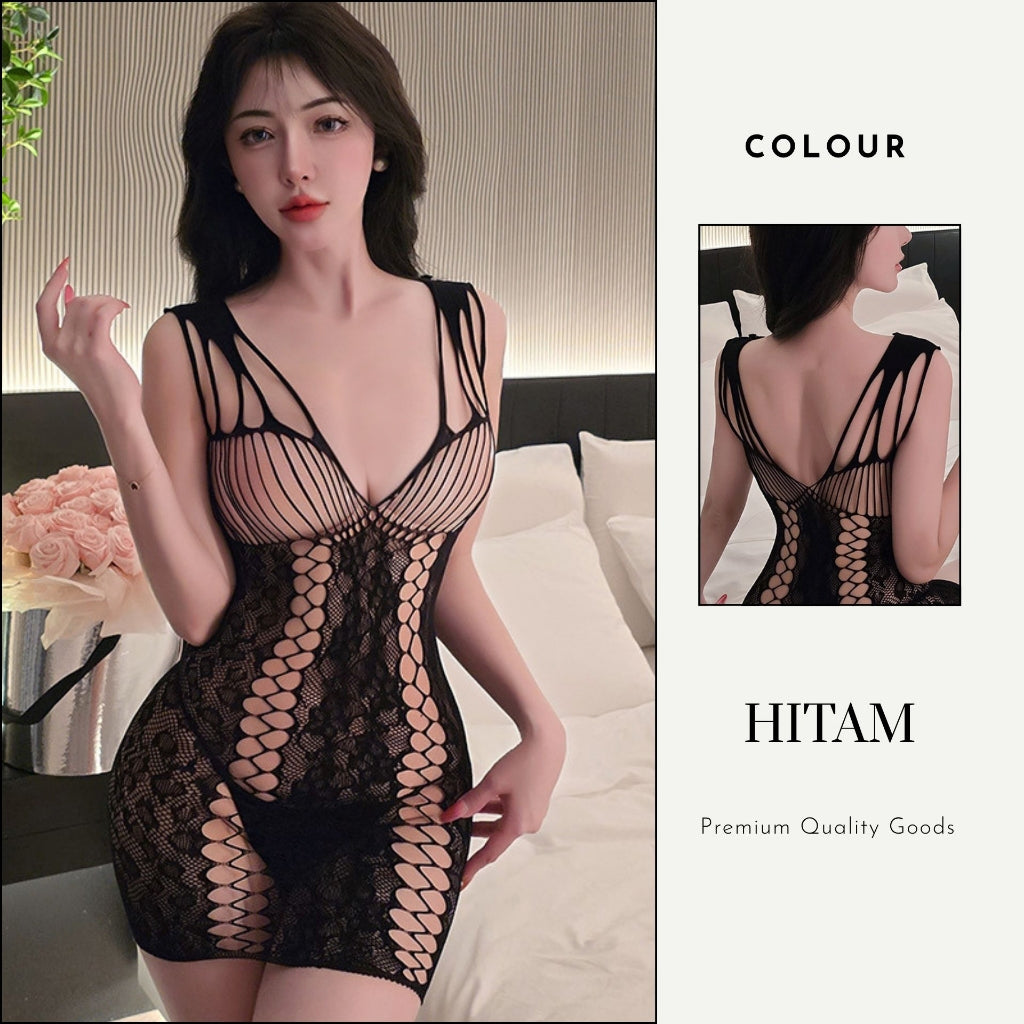 Pekanbaru Lingerie Dress Bodysuit D 184 One Piece Tanpa Lepas Pasang Pakaian Jala Transparan