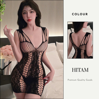 Pekanbaru Lingerie Dress Bodysuit D 184 One Piece Tanpa Lepas Pasang Pakaian Jala Transparan