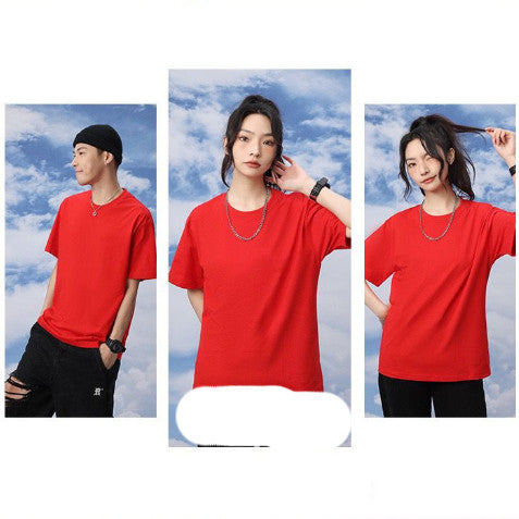 [littlecrab] Kaos Polos Lengan Pendek Simple Tanpa Gambar Warna Merah dan Putih Plain T-shirt Kaos Couple Teman Pacar Keluarga Sahabat Unisex Kaos Oversize Berkualitas Unisex Korean Style