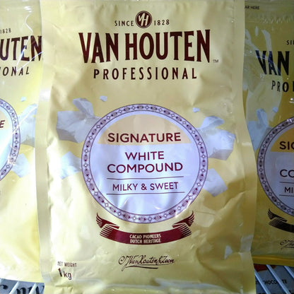 Pekanbaru [Repack 250Gr] Van Houten Professional Signature Intense Dark & White Compound Coin Chocolate Button