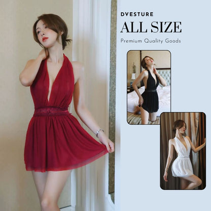 Pekanbaru Lingerie Dress Set D-150 Halter Neck Baju Tidur Dinas Wanita Dewasa