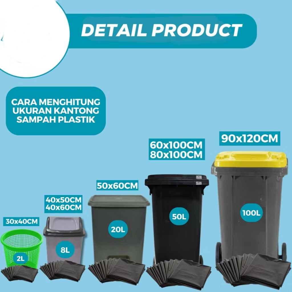 HR- Kantong Plastik Sampah Ekstra Kuat 30x40 60x100 80x100 90x120 LD PE LDPE Plastic Trash Bag