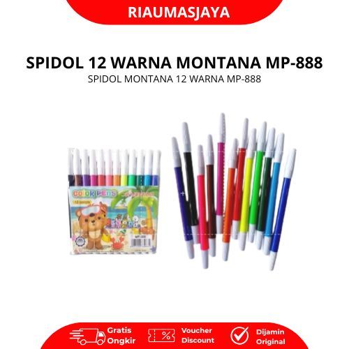 Pekanbaru Spidol 12 Warna Montana  Mp-888