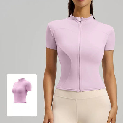 Pekanbaru Lusi Top Sport Wanita Slim Fit Zipper Gym Yoga Compression Baju Olahraga Cewek Premium