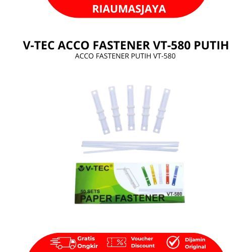 Pekanbaru V-Tec Paper Fastener Vt-580 Putih Isi 50 Pcs