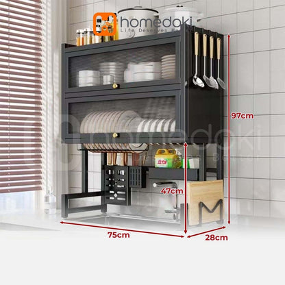 Pekanbaru Homedoki Rak Piring Wastafel / Rak Wastafel Dapur / Rak Di Atas Wastafel / Rak Piring Besi Dapur / Rak Penyimpanan Piring