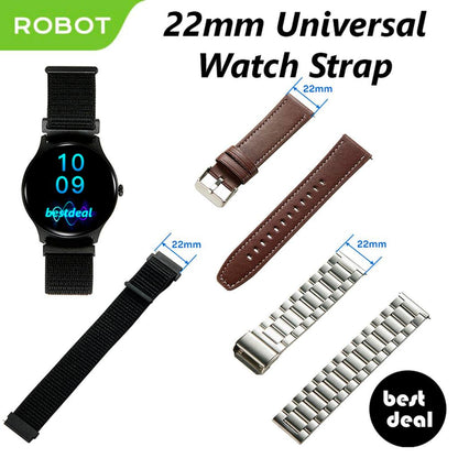 Pekanbaru Robot Universal Smartwatch Strap 22Mm For Robot & Vivan Smart Watch Silicone / Leather / Woven / Metal Premium Tali Jam Tangan 22Mm Original - Woven Black