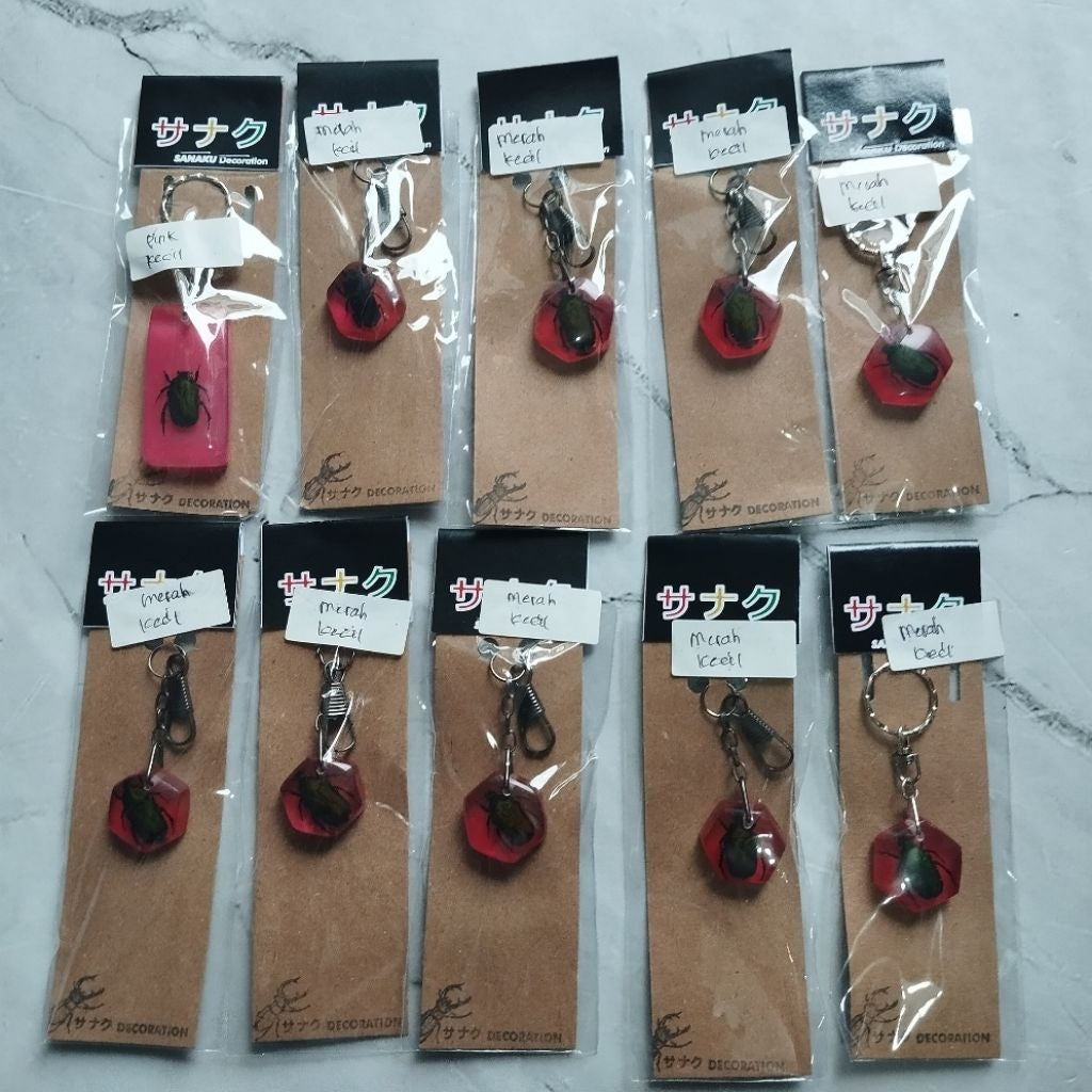 Gantungan Kunci Serangga Indonesia Resin Homemade / Souvenir Gantungan Kunci Rumah/Kantor (kemas plastik )