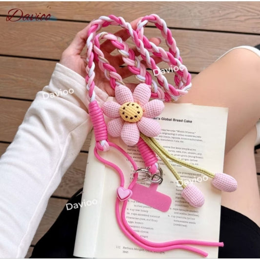 Pekanbaru Gantungan Hp Aesthetic Korean Style Tali Silang Imut Model Bunga Bisa Diatur Panjang