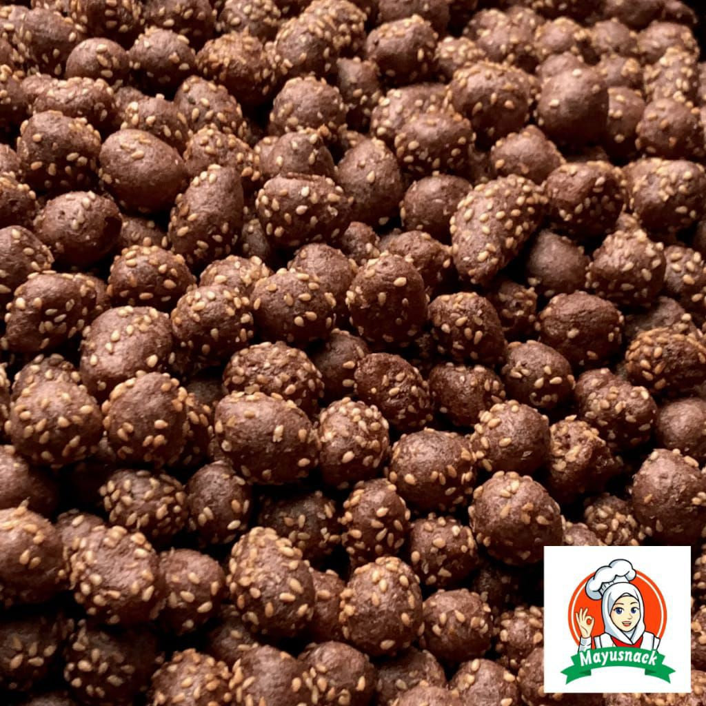 (500 gram) Coklat Wijen Kue Keciput Coklat ONDE Mini Manis/ Snack keicput wijen gurih Rasa Coklat