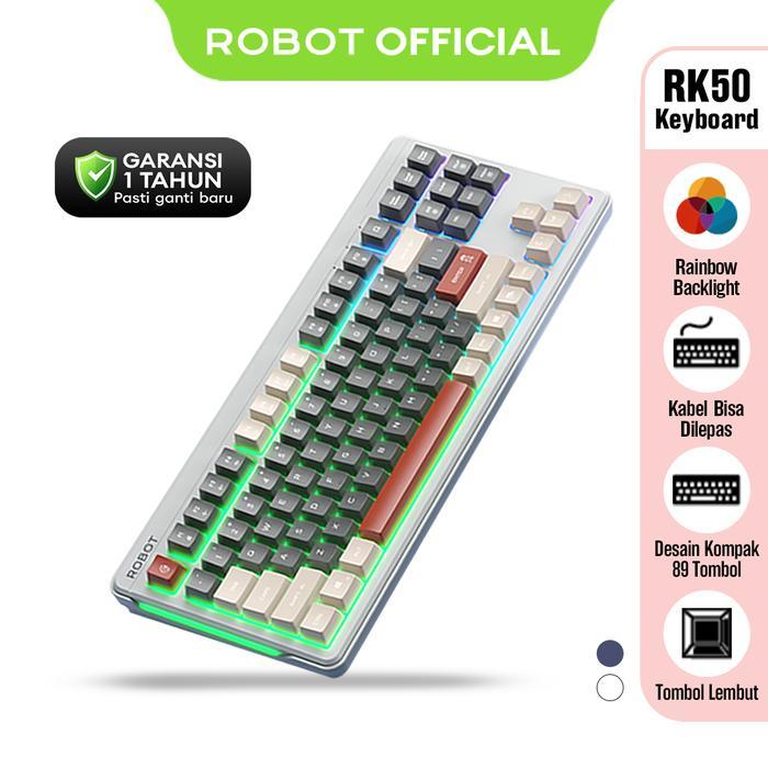 Pekanbaru Robot Keyboard Wired Rk50 Computer Rainbow Backlight Tombol Lembut Wired Keyboard Original - Garansi 1 Tahun
