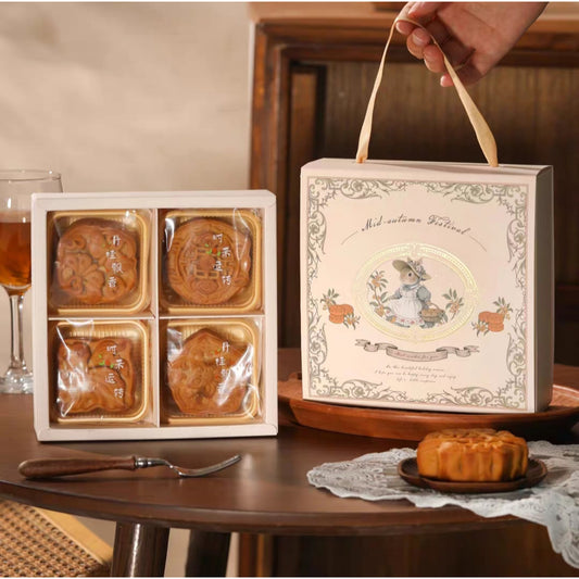 Pekanbaru Mooncake Hampers Box/ Kotak Kue Bulan Handle Pita Isi 4 Pcs 50-75Gr