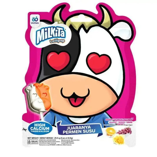 Pekanbaru Milkita Lollipop Orange Mango Grape 25.5G