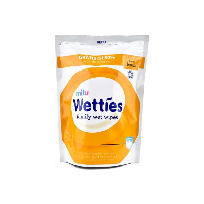 Pekanbaru Mitu Wetties Family Lemon 90 Sheet Refill