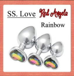 Pekalongan Midnight Stainless Steel Diamond SS Plug Love Red