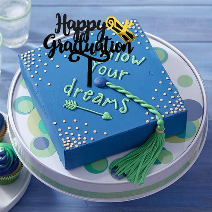 Pekanbaru Cake Topper Akrilik Happy Graduation (Instan Only)