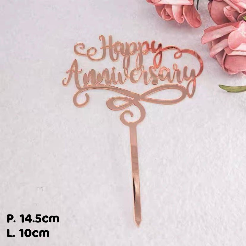 Pekanbaru Cake Topper Akrilik Happy Anniv / Happy Valentine / Happy Wedding (Instan Only)