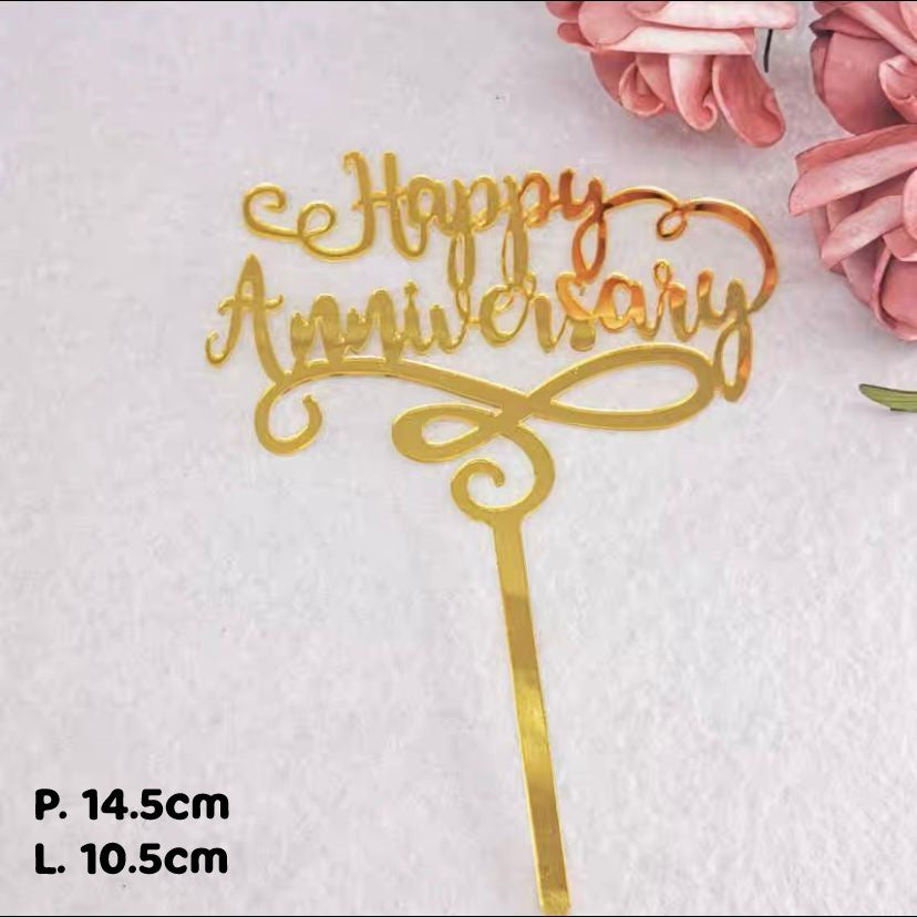 Pekanbaru Cake Topper Akrilik Happy Anniv / Happy Valentine / Happy Wedding (Instan Only)