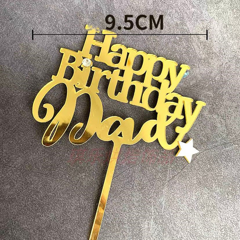 Pekanbaru Cake Topper Akrilik Happy Birthday / Mother'S Day / Father'S Day Ukuran Besar (Instan Only)