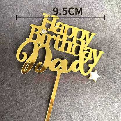 Pekanbaru Cake Topper Akrilik Happy Birthday / Mother'S Day / Father'S Day Ukuran Besar (Instan Only)